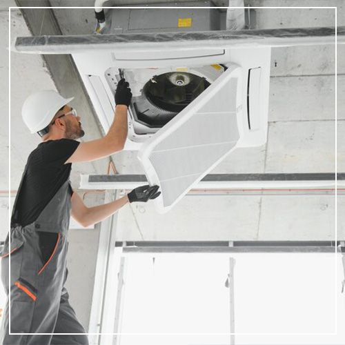 Woods Heating and Cooling HVAC contractor performing duct work in New Construction HVAC services in custom home in Spearfish, SD.