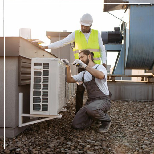 HVAC contractors at Woods Heating And Cooling performing cooling services installation at custom home in Spearfish, SD.