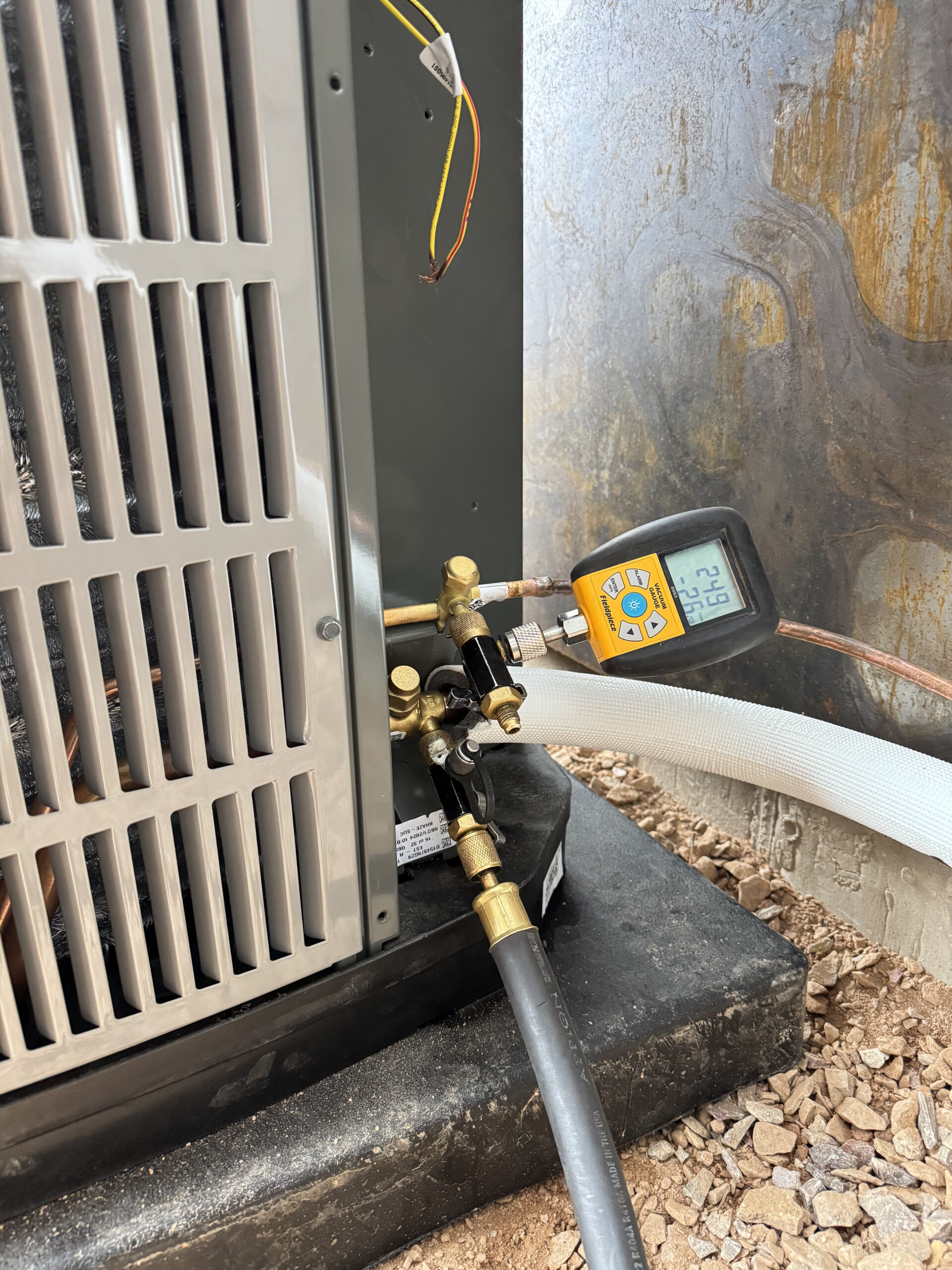 Air conditioner after installation with Woods Heating & Cooling in new construction HVAC services.